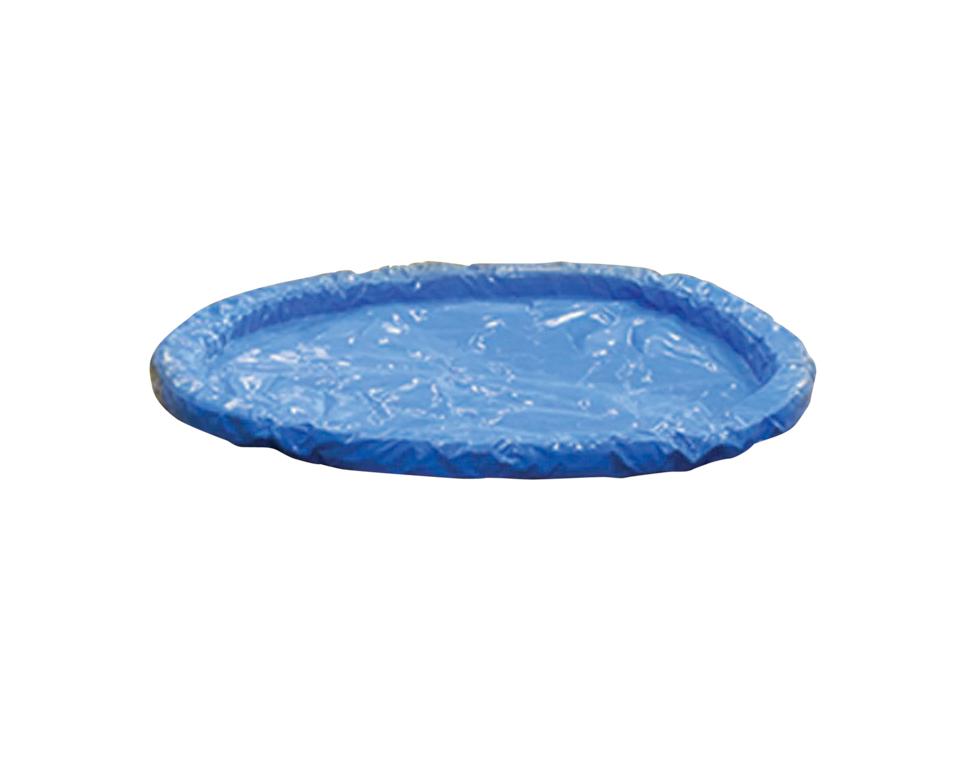 Ein aus blauem Kunststoff gefertigter, runder, Übungswassergraben, ungefüllt