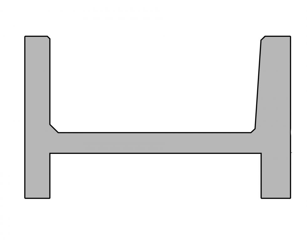Querschnitt schematisch einer Elementkrippe resultierend in einem grauen H